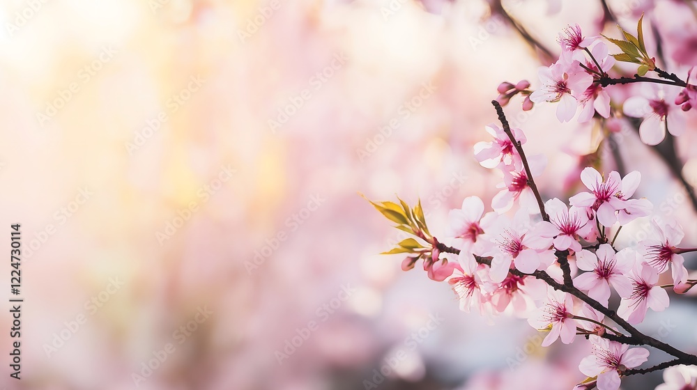 Delicate Cherry Blossom Branch in Soft Spring Light, Nature Photography Floral Macro Detail Pink Flowers Seasonal Bloom Natural Beauty Background Delicate Cherry Blossom Branch in Soft Spring Light, Nature Photography Floral Macro Detail Pink Flowers Seasonal Bloom Natural Beauty Background