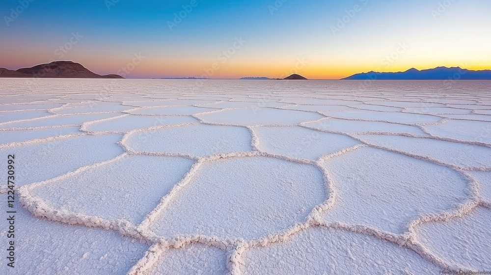 Obraz premium Sunset over Salt Flat Desert