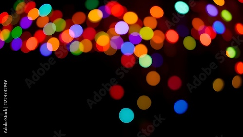Isolate Colorful Light Bulb Bokeh Black Background