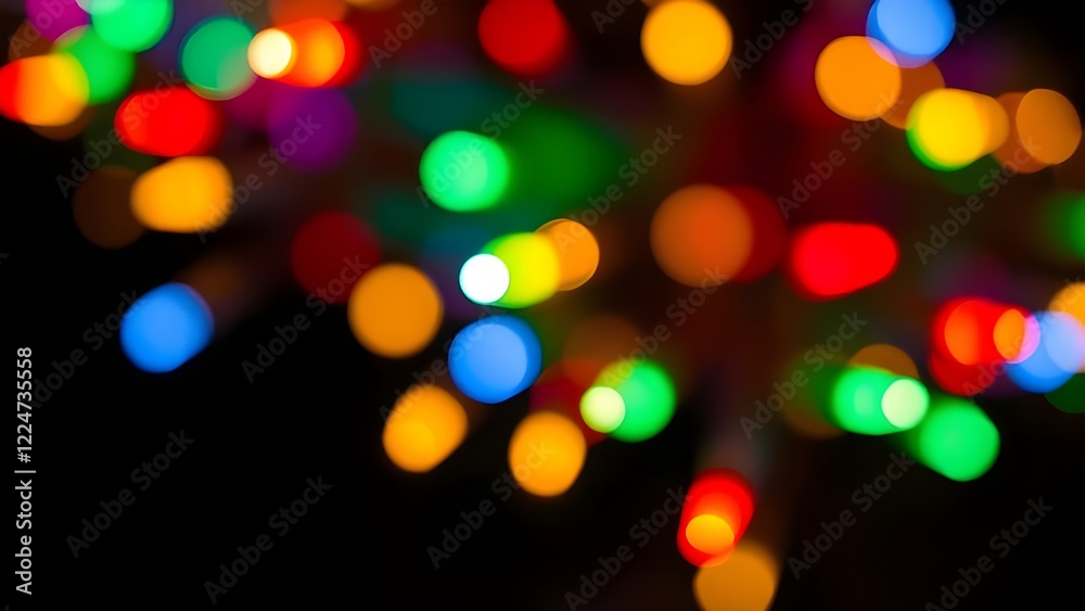 Obraz premium Isolate Colorful Light Bulb Bokeh Black Background