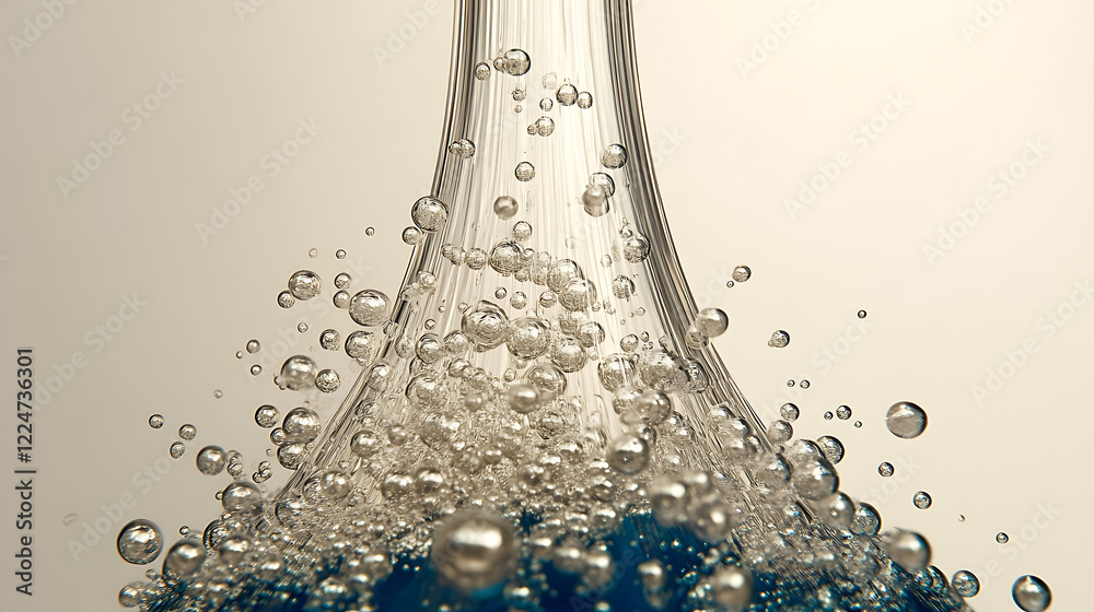 Stunning closeup of a liquid stream with numerous bubbles, creating a dynamic and visually captivating image. Stunning closeup of a liquid stream with numerous bubbles, creating a dynamic and visually captivating image.