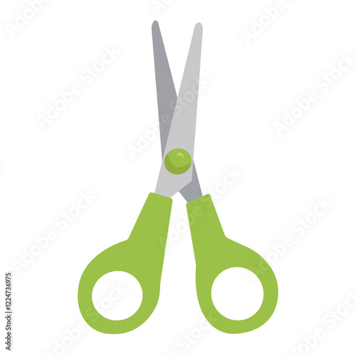 Scissors clip art, scissors vector image, green scissors icon vector, flat design illustration, open scissor clipart, isolated on white background