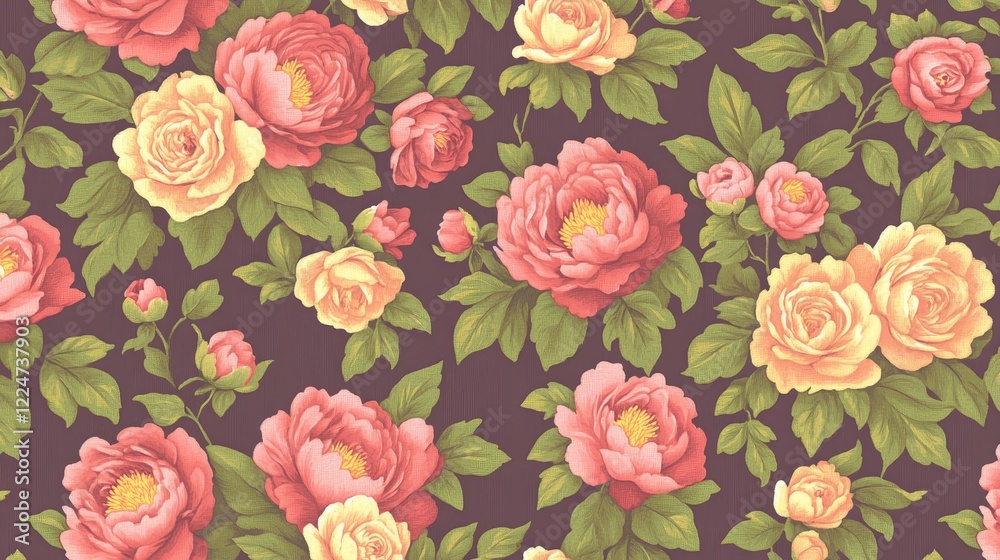 Elegant Pink and Yellow Floral Pattern Design Elegant Pink and Yellow Floral Pattern Design
