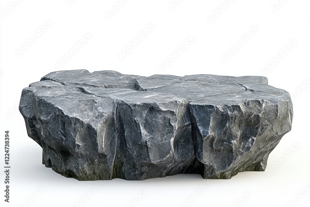 Isolated grey rock platform, studio backdrop, product display Isolated grey rock platform, studio backdrop, product display