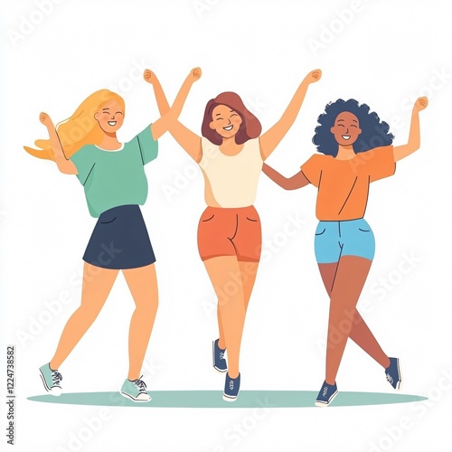 Energetic Dance Trio of Multicultural Women Celebrating Diversity in Joyful Movements