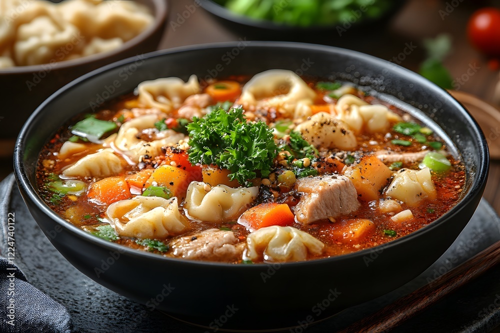 Hearty Dumpling and Chicken Vegetable Soup for Cozy Comfort Food Photography Hearty Dumpling and Chicken Vegetable Soup for Cozy Comfort Food Photography