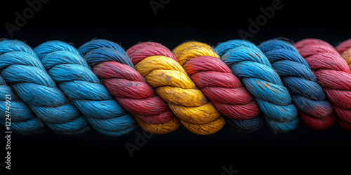 Colorful twisted rope close-up.