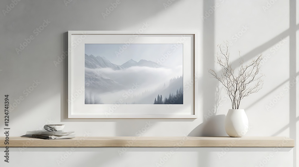 Fototapeta premium Classic Sleek White Frame with a Glossy Finish: A Timeless Touch for Modern Art