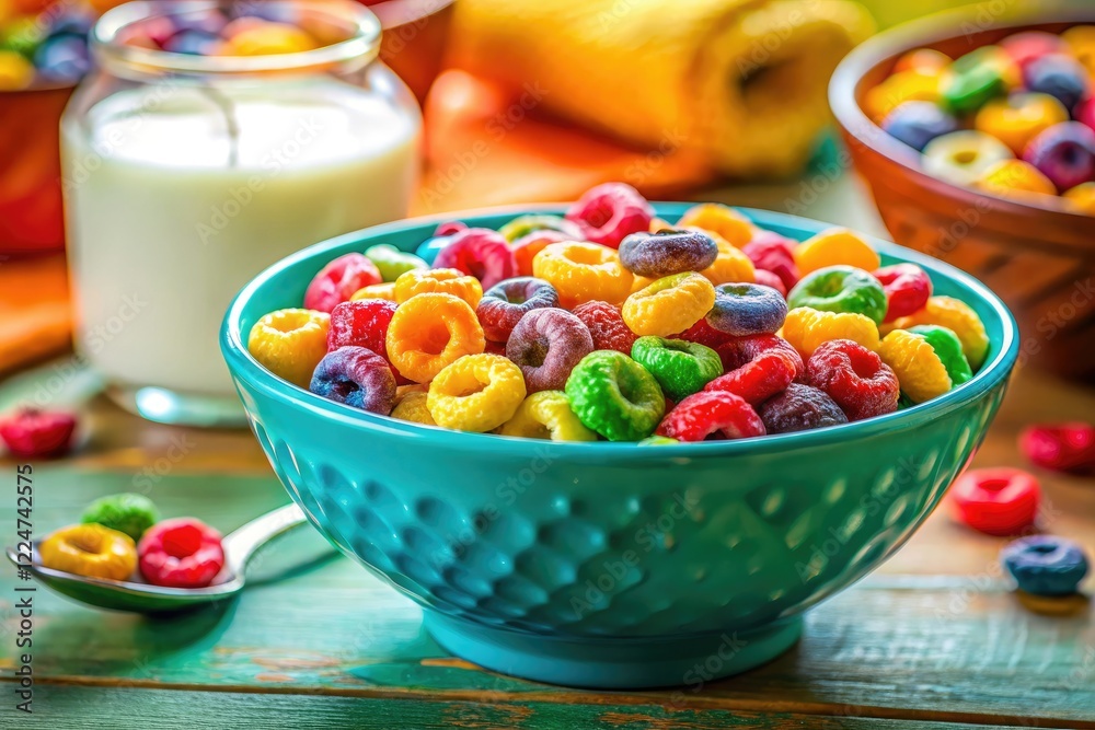 Whimsical tilt-shift captures a miniature cereal bowl, bursting with colorful, AI-generated breakfast charm. Whimsical tilt-shift captures a miniature cereal bowl, bursting with colorful, AI-generated breakfast charm.