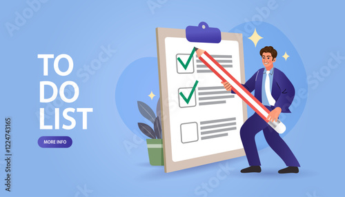 Vector art of a hand ticking tasks on a to-do list, symbolizing organization and productivity. Perfect for planning, scheduling, and workflow concepts.