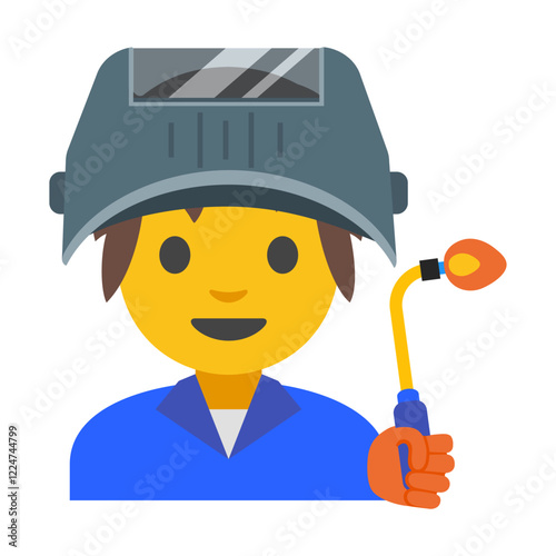 Welding Person Clipart Illustration | Character Holding Welding Torch Isolated on White Background