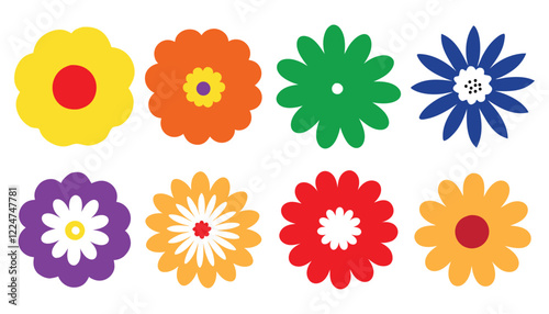 Collection of flowers icon. Abstract  flowers on white background. style for banners, wallpaper, posters, websites, online shopping.Vector illustration design and creative idea,eps 10.