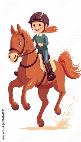 A child riding on horse at the equestrian club, Kids sports activities  -