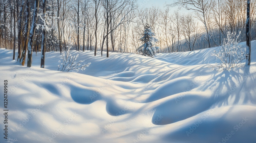 Snowdrifts, winter landscape. Generative AI Snowdrifts, winter landscape. Generative AI
