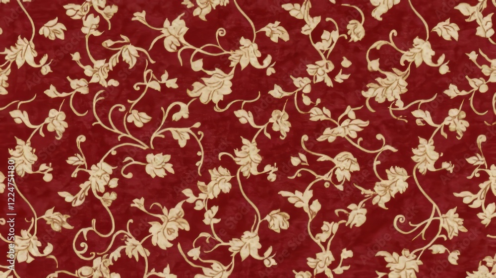 Elegant Red Floral Pattern Textile Design Elegant Red Floral Pattern Textile Design