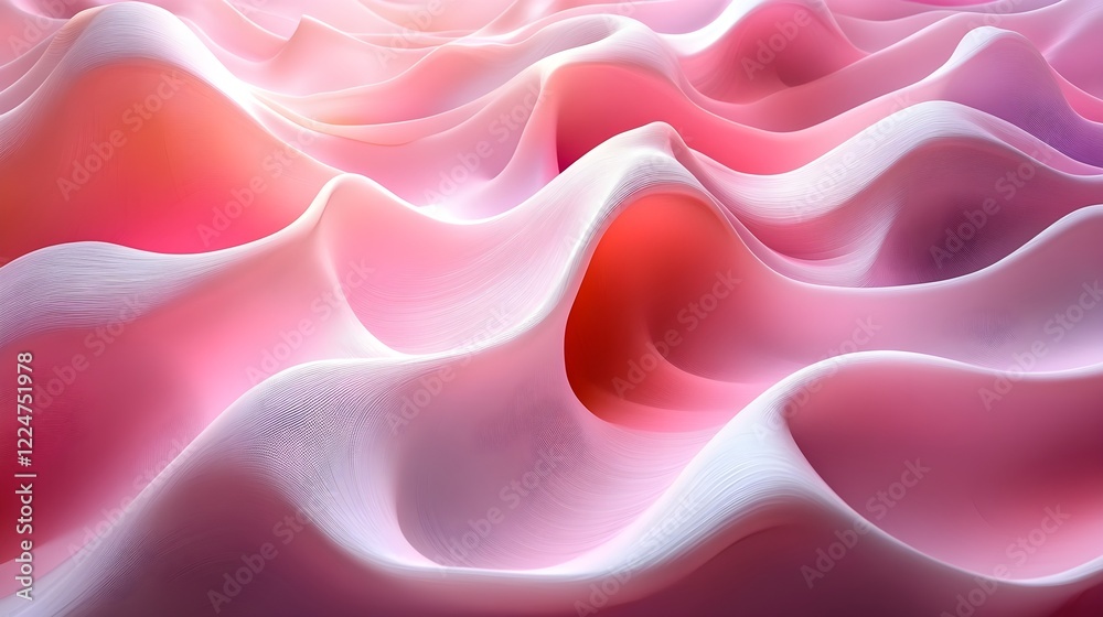 Obraz premium A wavy design of overlapping lines forming abstract curves in pale pink.