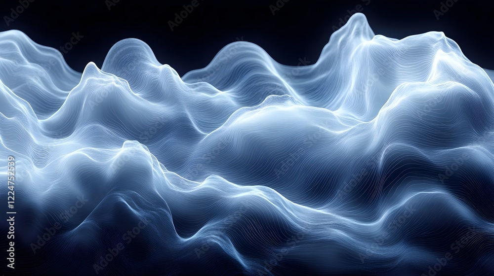 Obraz premium A wavy line pattern creating abstract ripples in soft white on a dark backdrop.