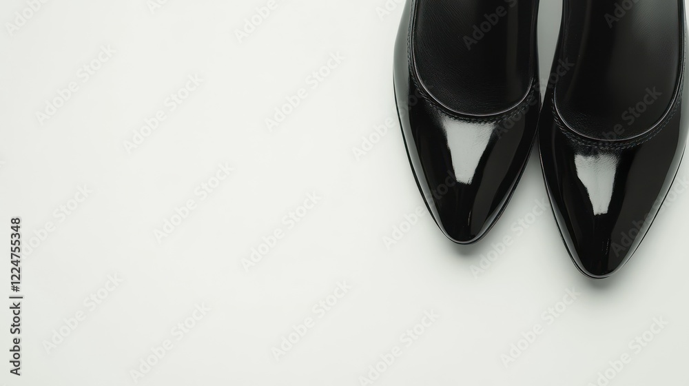 Elegant Black Patent Leather Heels on White Background Elegant Black Patent Leather Heels on White Background