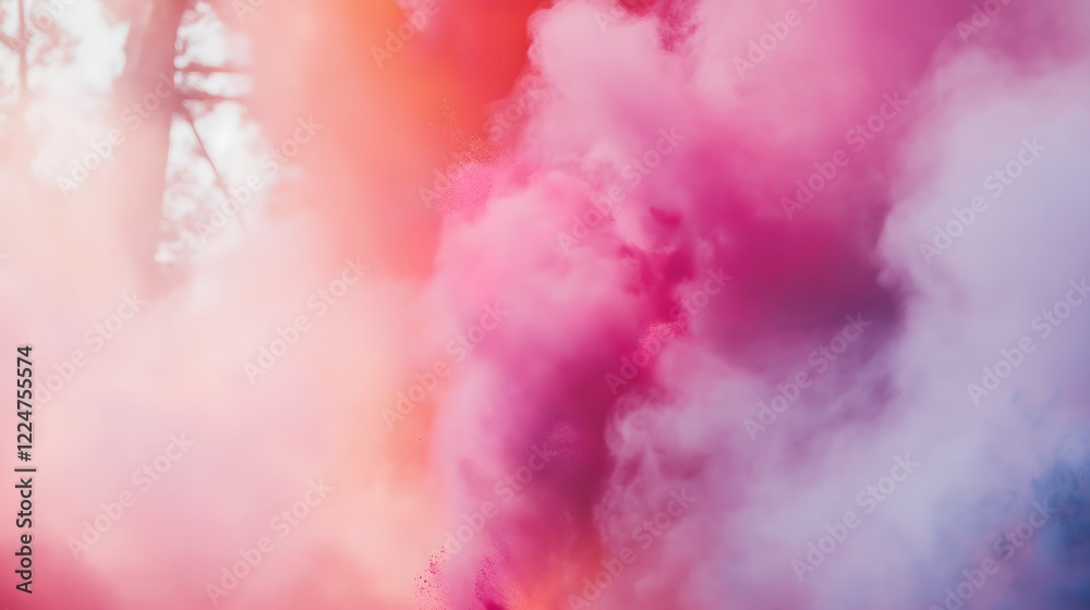 Obraz premium Abstract Colorful Smoke Photography with Pink and Purple Gradient Creating Dreamy Ethereal Atmosphere for Creative Background Design