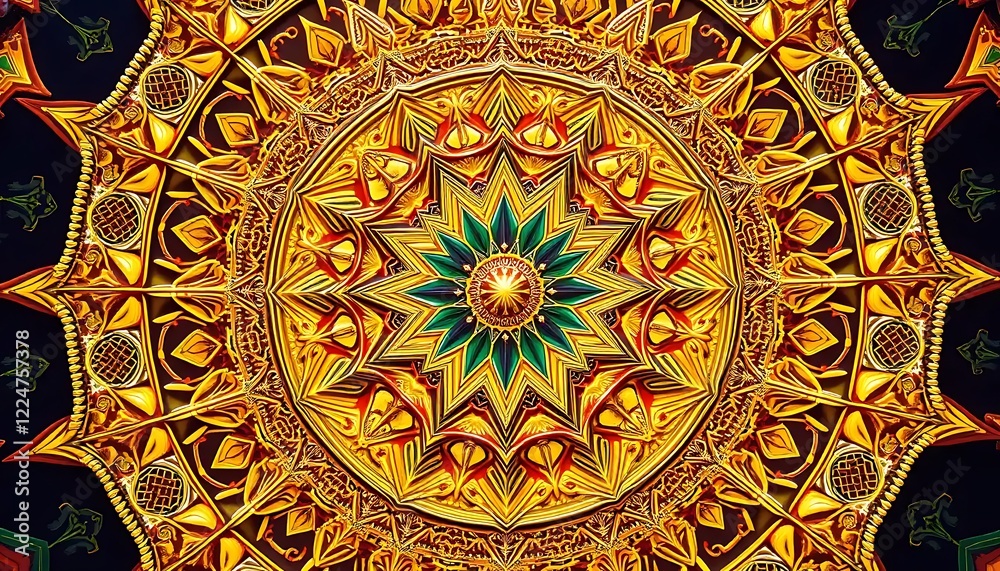 Golden Mandala Intricate Ornate Circular Design Golden Mandala Intricate Ornate Circular Design