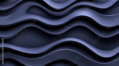 Abstract Dark Blue Wavy Layered Design photo