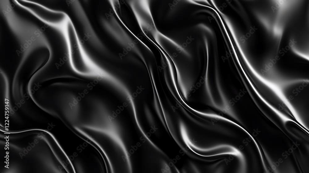 Obraz premium Draped Black Silk Fabric Showing Soft Waves