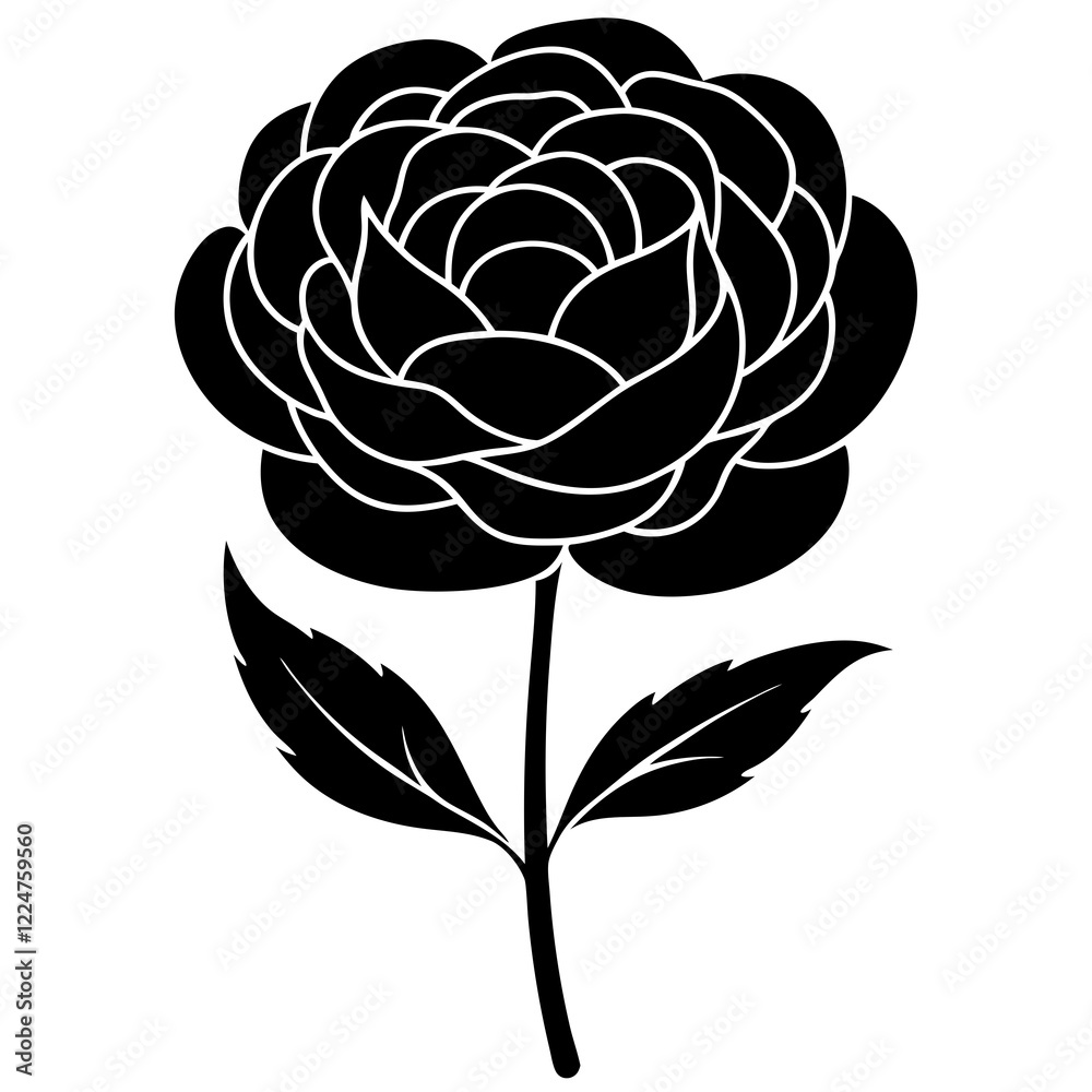 Obraz premium rose silhouette vector icon illustration , rose vector