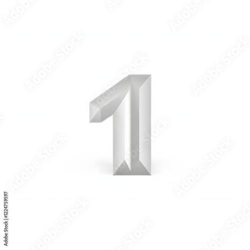 Free Download The number  1  in a 3d metallic style with a slight shadow - GFXLoad