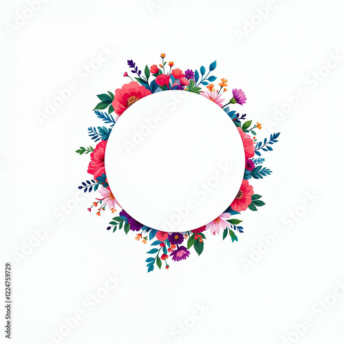 Watercolor illustration of flowers with white blank labe