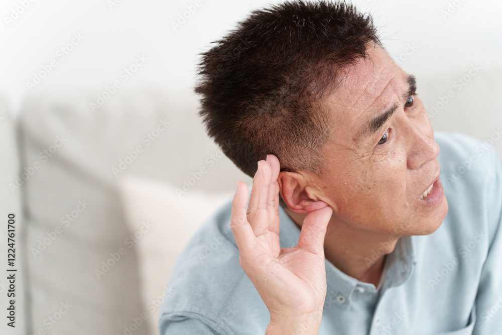 Obraz premium 耳が遠いシニア男性