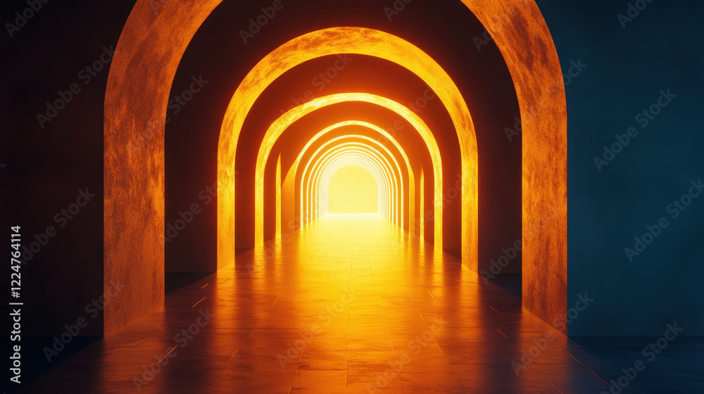 Fototapeta premium Illuminated Arches – A Pathway to the Unknown