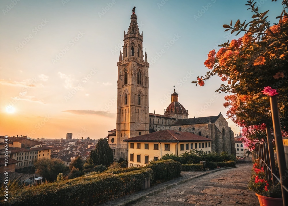 Fototapeta premium Majestic Church Tower, High-Resolution Stock Photo - Deep Depth of Field