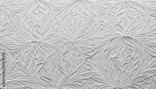 Detailed white leaf imprint texture background with intricate patterns for natural, minimalist, or elegant design concepts