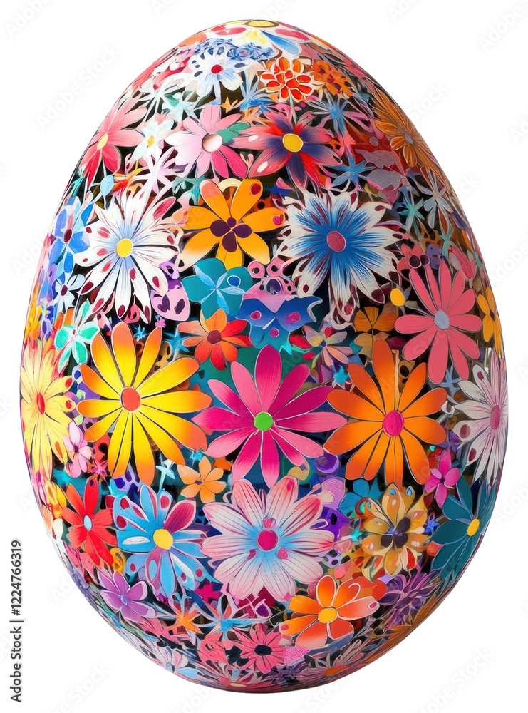 Fototapeta premium PNG Mexican Easter Egg egg colorful flowers.