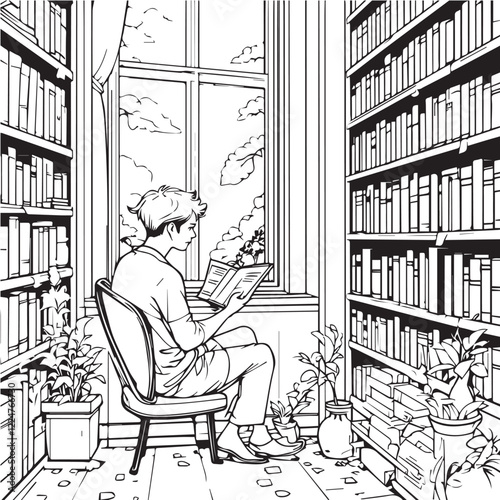 A cozy library scene of a person reading by the window with natural light streaming in

A cozy library scene of a person reading by the window with natural light streaming in