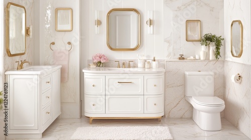 Elegant White Bathroom Interior Design with Gold Accents (1)