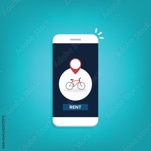 Bicycle rent or sharing bike application on a mobile phone.	