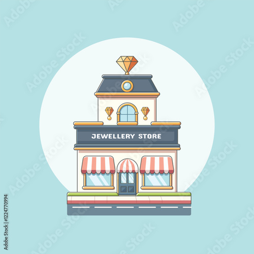 Jewelry Store Building Cartoon Vector Icon Illustration. Business Building Icon Concept Isolated Premium Vector. Flat Cartoon Style