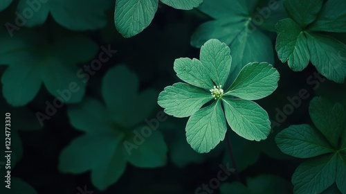 Close Up of Lush Green Leaves with Water Droplets