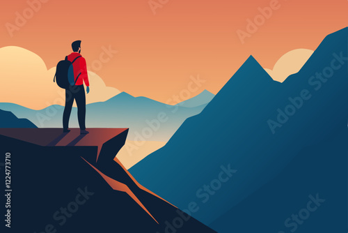 silhouette of a person on the top of mountain
