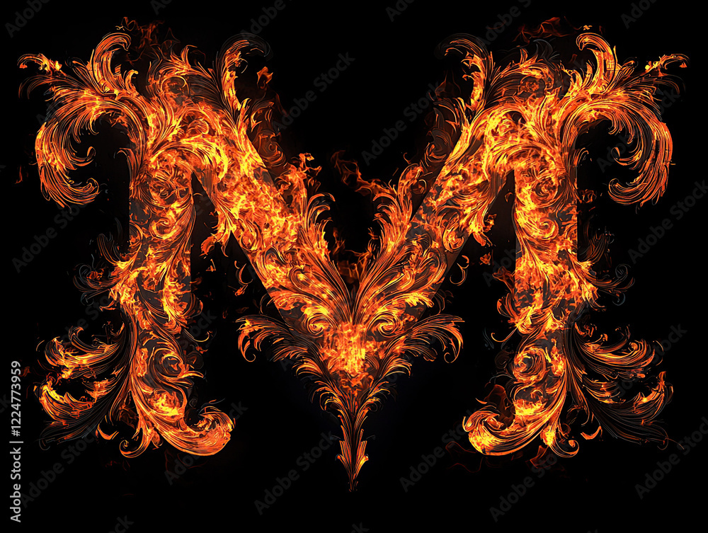 Fototapeta premium fiery alphabet baroque, baroque flames, burning letters, fire font, flaming typography, baroque style, ornate letters, fiery script, baroque design, decorative alphabet, flaming baroque, fire calligra