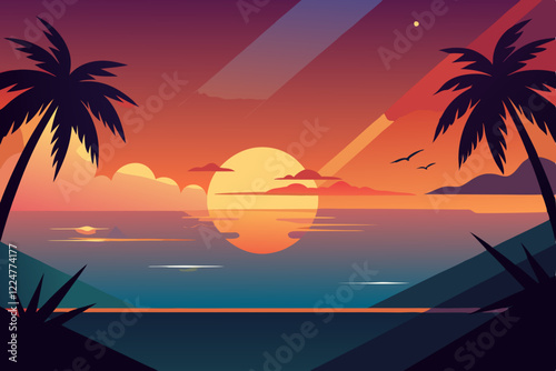 sunset with trees
