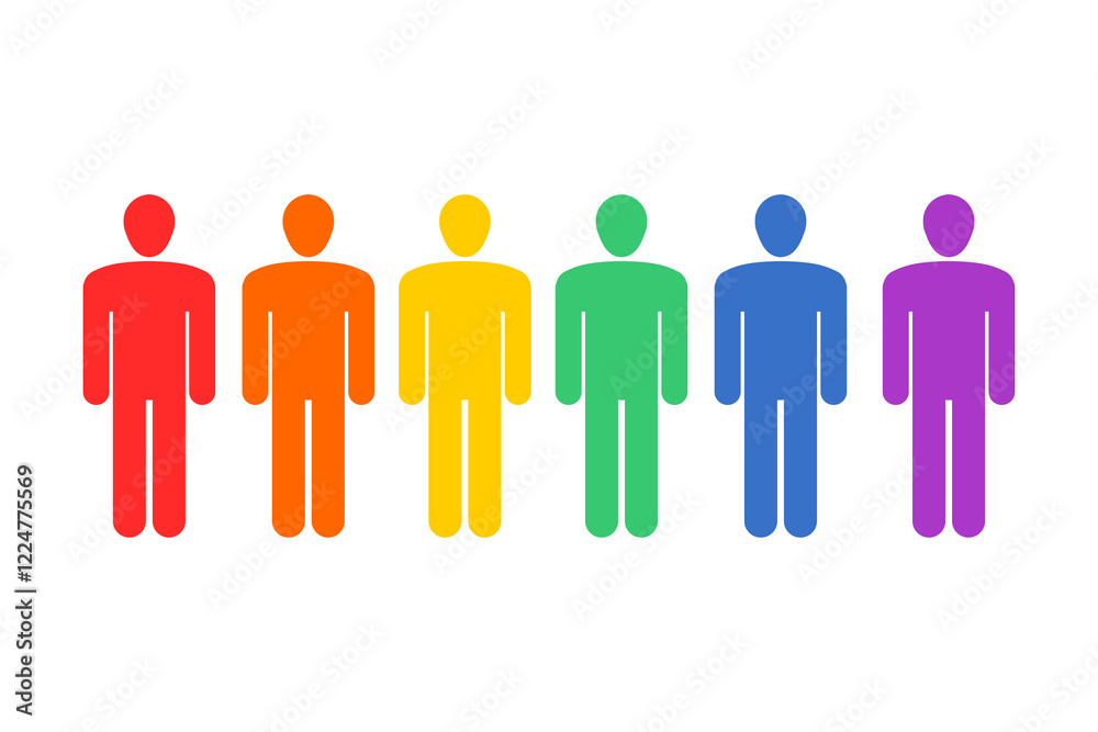 LGBT rainbow human silhouettes - isolated symbols. LGBTQ rights solidarity concept. Transparent PNG graphic. LGBT rainbow human silhouettes - isolated symbols. LGBTQ rights solidarity concept. Transparent PNG graphic.