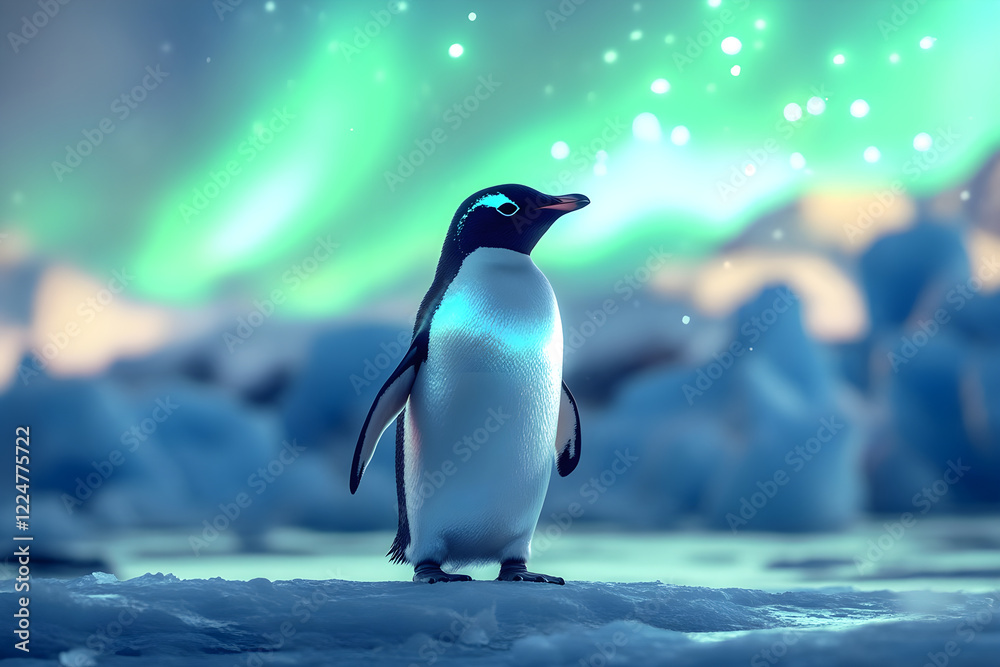 Naklejka premium penguin on ice
