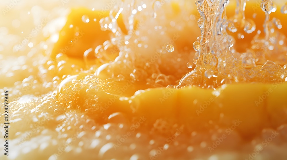 A Close-Up Shot of Mango Sticky Rice Highlighting Its Luscious Texture and Tropical Element A Close-Up Shot of Mango Sticky Rice Highlighting Its Luscious Texture and Tropical Element