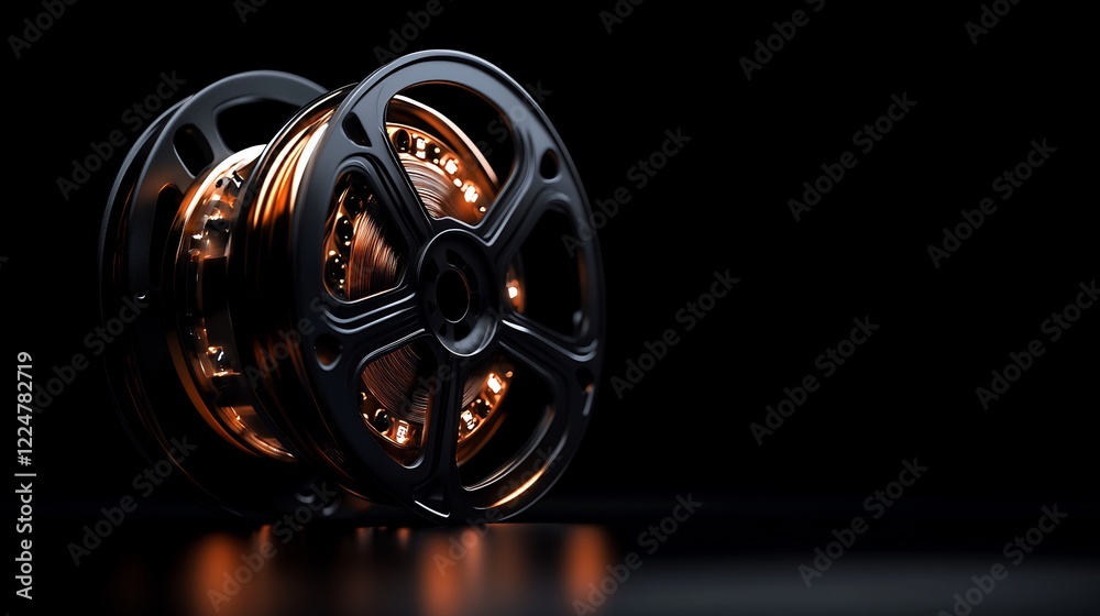Obraz premium Illuminated Film Reels: A Cinematic Masterpiece