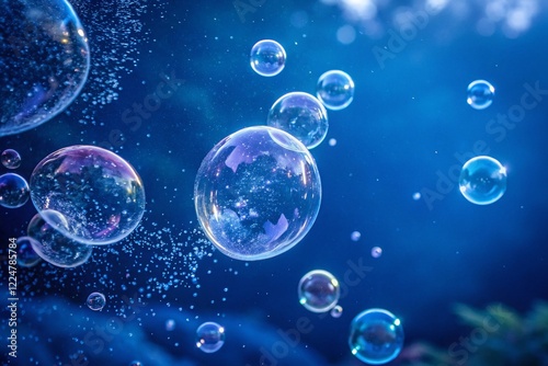 Wallpaper Mural Microscopic Life: Vibrant Spheres and Bubbles in Blue Torontodigital.ca