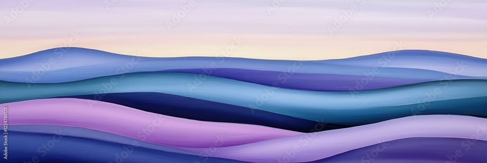 Obraz premium Serene Abstract Landscape Lavender and Teal Rolling Hills at Sunset
