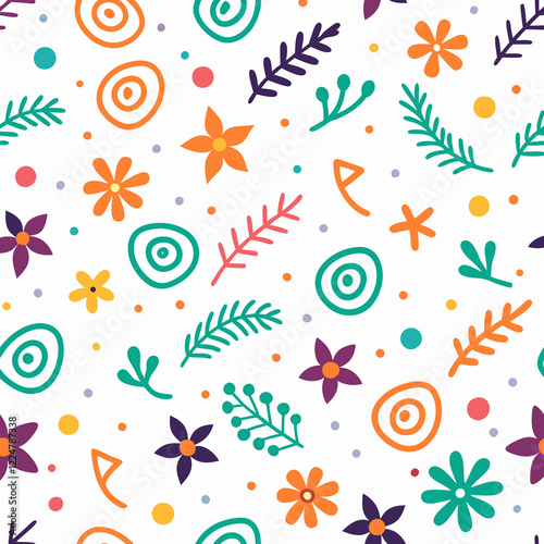 Colorful floral and geometric seamless pattern. (3)