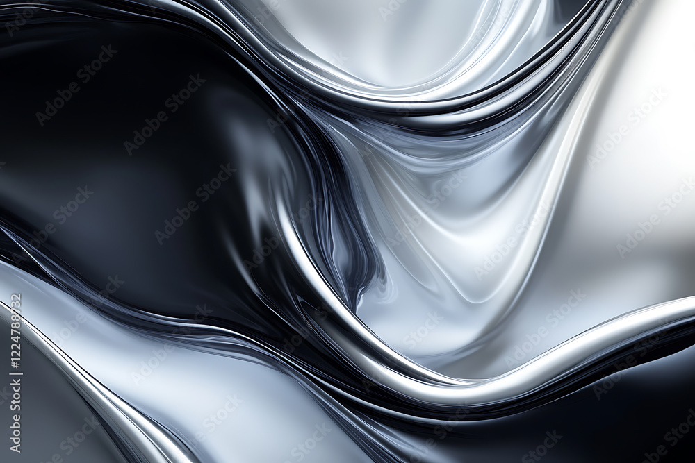 Obraz premium Elegant Black and Silver Silk Satin Fabric with Soft Folds and Luxurious Shine